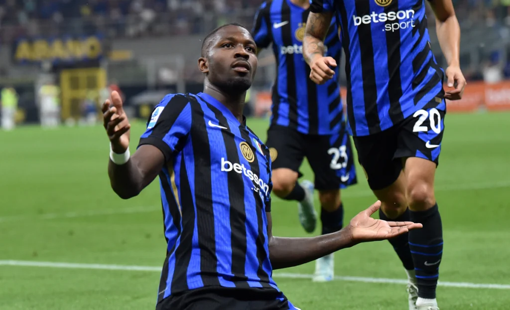 Marcus Thuram segna ed esulta