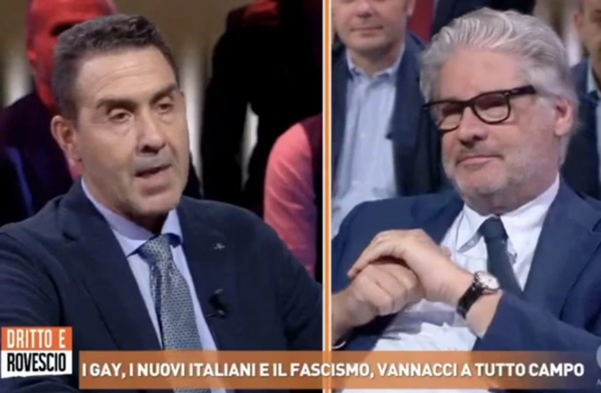 Paolo Del Debbio e il generale Vannacci durante il confronto a Dritto e Rovescio