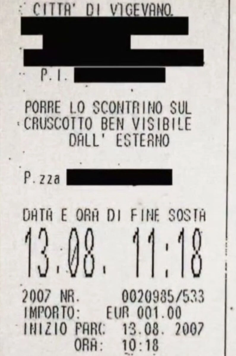 Scontrino collegato agli spostamenti di Andrea Sempio